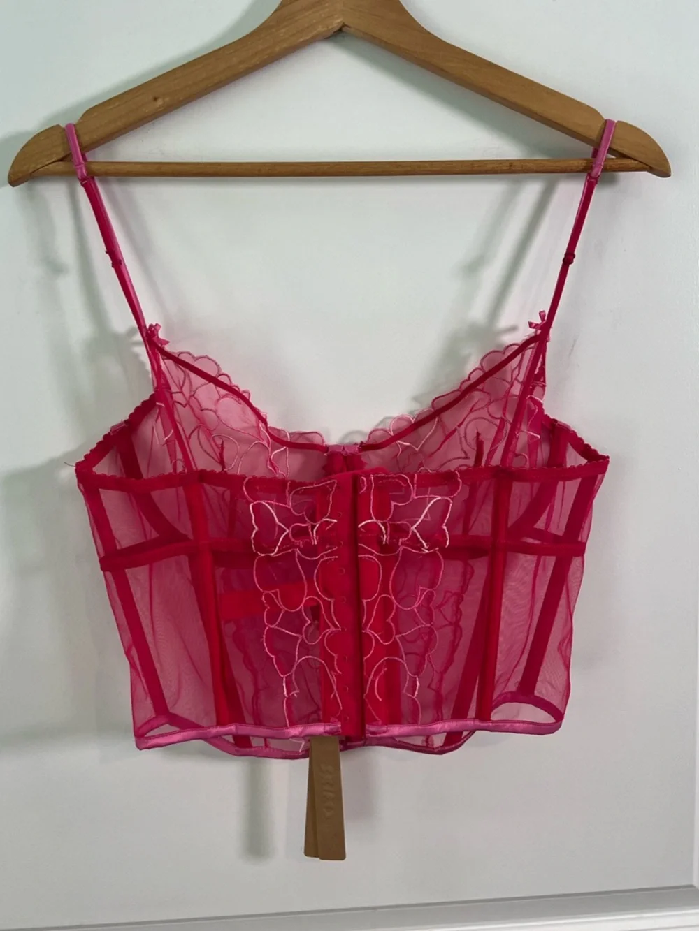 NWT SKIMS Embroidered Tulle Hearts Pink Punch Size Medium - Picture 4 of 4